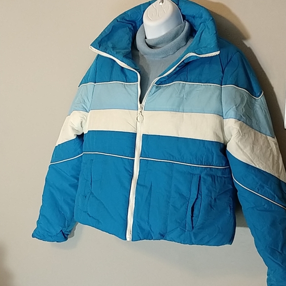 Teal/light blue/ white striped jacket - Picture 1 of 5